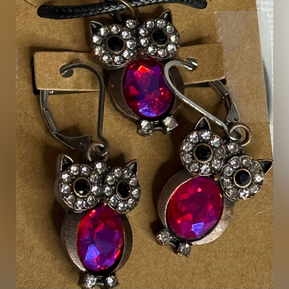 Elegant Owl Pendant and Earrings Set